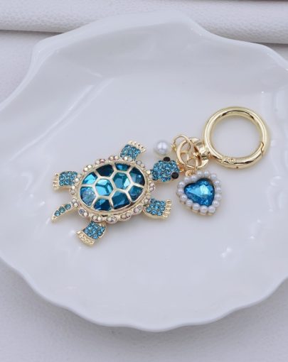 Ocean-Style Turtle Keychain - Imitation Pearl - Heart Combination Charming Keychain, Marine Animal Friendship Decorative Gift. Pendant for Men And Women'S Bags