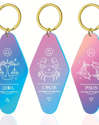 Twelve Constellations Keychain, Versatile Purse Bag Backpack Charm, Lucky Hotel Motel Classic Quote Astrology Keychains - Acrylic, Stylish Accessory for Women