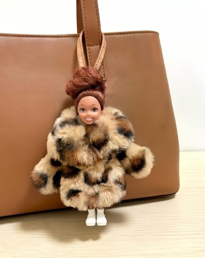 Cute Leopard Plush Keychain Soft And Fluffy Pendant for Bags Or Backpacks Perfect Gift for Women