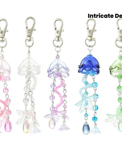 1pc Jellyfish Acrylic & Glass Pendant Charm - Translucent Multicolor Alloy Swivel Lobster Claw Clasps, Intricate Design for Keychain, Bag & Home Decor, Keychain Accessory, Whimsical Jewelry, Glass Bead Accents