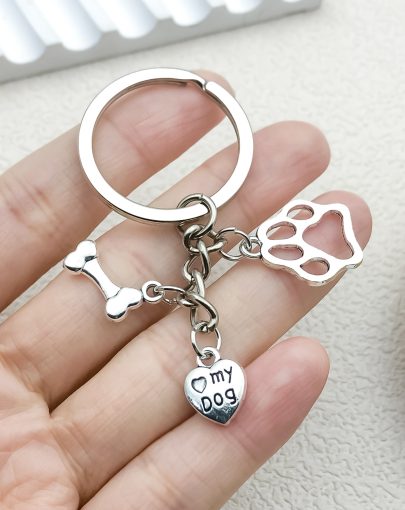 Dog Bone Dog Paw Footprint Pet Dog Cat Commemorative Keychain Niche Simple Decoration Bag Pendant Gift
