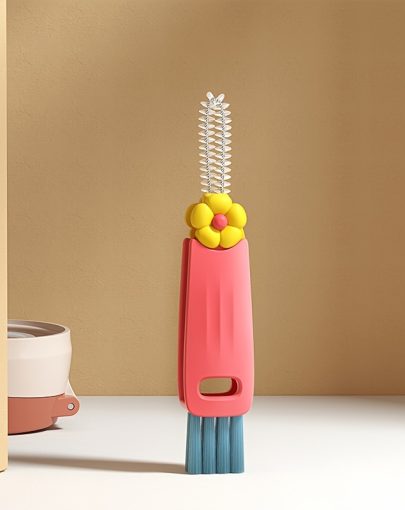 1pc 3In 1 Cleaning Brush, Random Color New Crevice Cleaning Brush for Bottle Crevice Space Cups, 3In 1 Multi-Function Cleaning Brush Portable Cup Lid Cleaning Brush with Brush for RV Cleaning, Easy to Use, Car Goodies