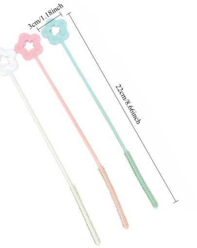 3u002F4pcs Flower-Shaped Reusable Straw Cleaning Brushes, Random Colors Shipped. Extended Length Design, Comes with a Bottle Brush and Crevice Brush Combo Set. Can Clean Cup Lids, Glass Straws, and Tumbler Tubes. Long Handle for Deep Cleaning